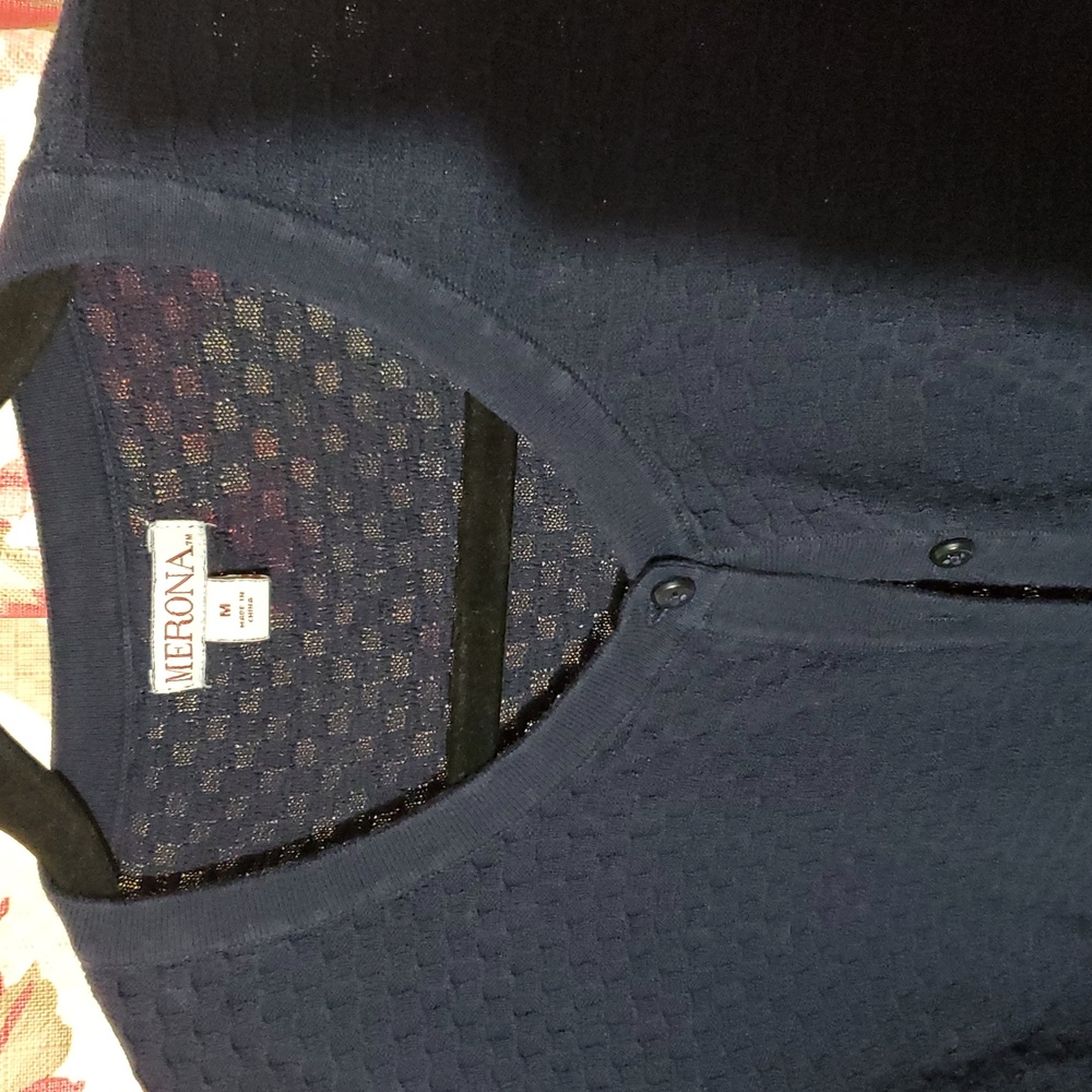 Merona Deep Blue Knit Cardigan Medium - Picture 5 of 7